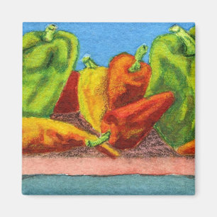 Hot and sweet peppers o kitchen shelf art magnet