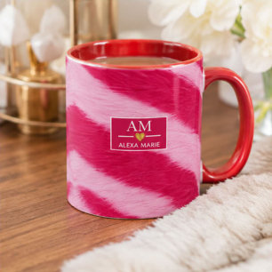 Hot Baby Pink Faux Fur Zebra Stripe Soft Glam Mug