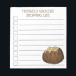 Hot Baked Idaho Potato Personalized Grocery List Notepad<br><div class="desc">Notepad design features an original marker illustration of a hot baked potato with a pat of butter on top. Just personalize for a fun grocery shopping list. This illustration is also available on other products. Don't see what you're looking for? Need help with customization? Contact Rebecca to have something designed...</div>