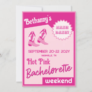 Hot Boots Rose Nash Bash Bachelorette Invitation