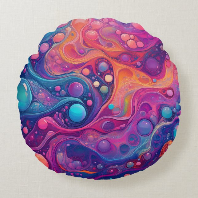 Hot Bubbles Round Pillow (Front)