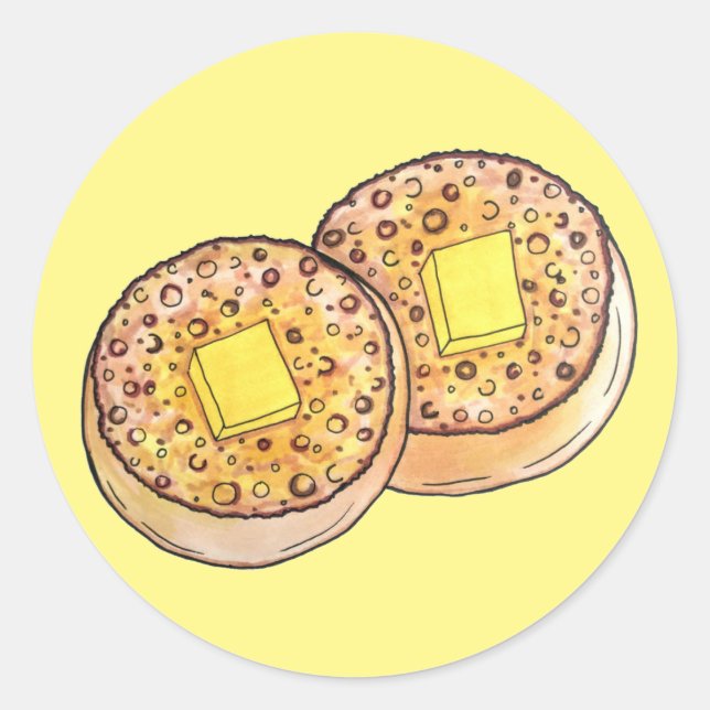 Hot Buttered Crumpets UK Cuisine British Food Classic Round Sticker (Front)