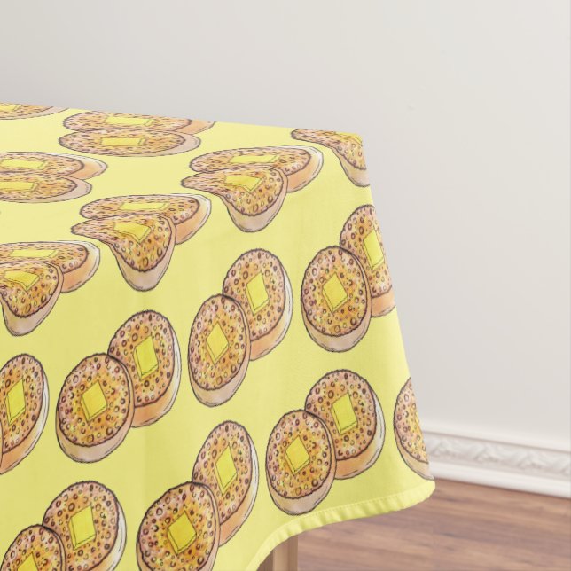Hot Buttered Crumpets UK Cuisine British Food Tablecloth (In Situ)