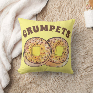 Hot Buttered Crumpets UK Cuisine British Food Throw Pillow