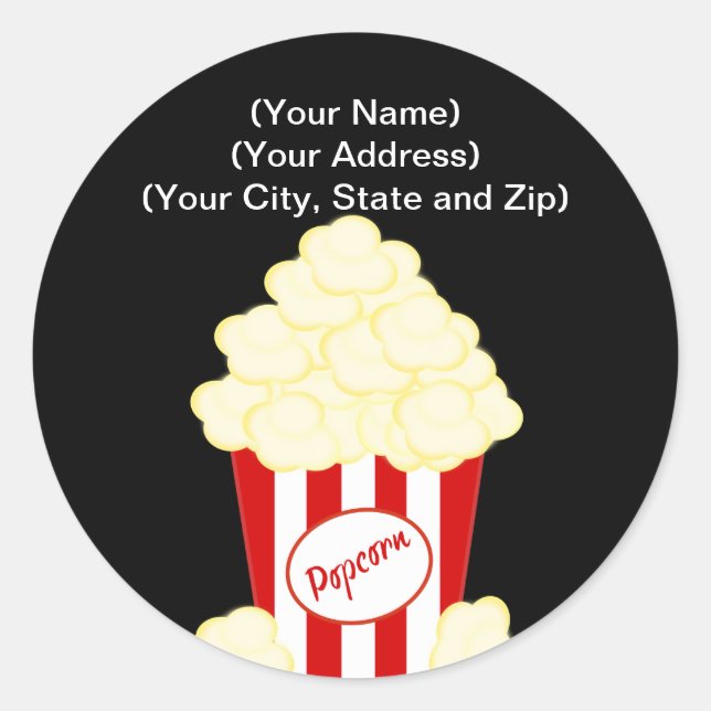 Hot Buttered Popcorn Movie Classic Round Sticker (Front)