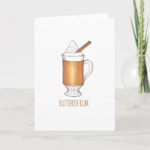 Hot Buttered Rum Christmas Winter Holiday Drink Card