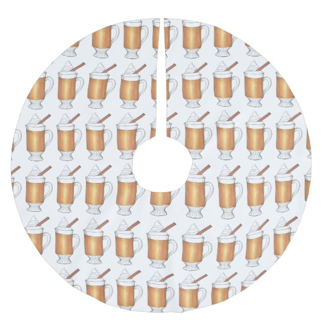 Hot Buttered Rum Hot Holiday Drinks Christmas Brushed Polyester Tree Skirt (Front)