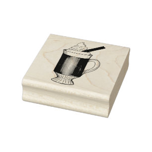 Hot Buttered Rum Wintertime Drink Holiday Beverage Rubber Stamp