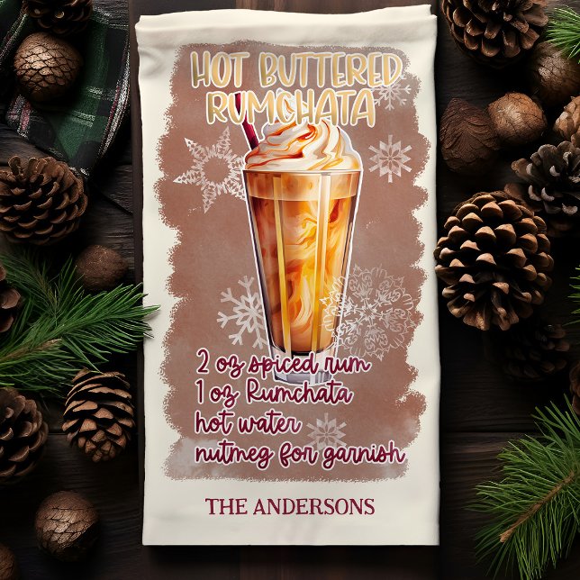 Hot Buttered Rumchata Christmas Cocktail Recipe Kitchen Towel (Creator Uploaded)