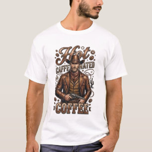 Hot Caffeinated Coffee Retro Cowboy T-Shirt