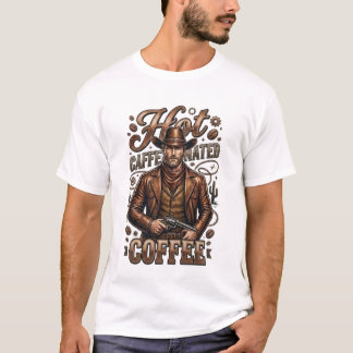 Hot Caffeinated Coffee Retro Cowboy T-Shirt