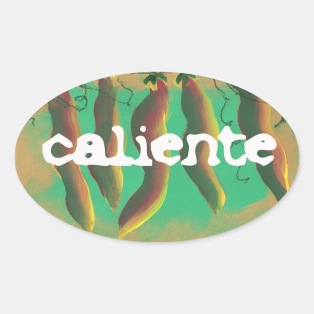 Hot Caliente Jalapeno Peppers Oval Sticker (Front)