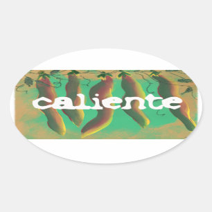 Hot Caliente Jalapeno Peppers Oval Sticker