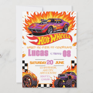 Hot Cars Birthday  Invitation