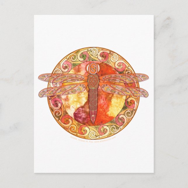 Hot Celtic Dragonfly Postcard (Front)