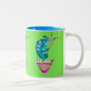 hot chameleon Two-Tone coffee mug