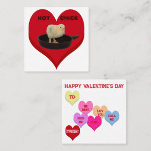 HOT CHICK Valentine's Critters Conversation Hearts Card