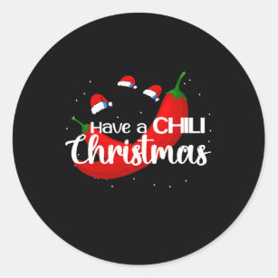 Hot Chili Pepper Christmas Design, Unisex Classic Round Sticker