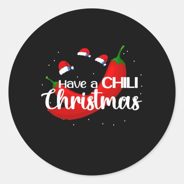 Hot Chili Pepper Christmas Design, Unisex Classic Round Sticker (Front)