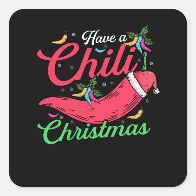 Hot Chili Pepper Christmas Design, Unisex Square Sticker (Front)