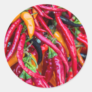 Hot Chili Peppers At Farmers Market In Madison Classic Round Sticker