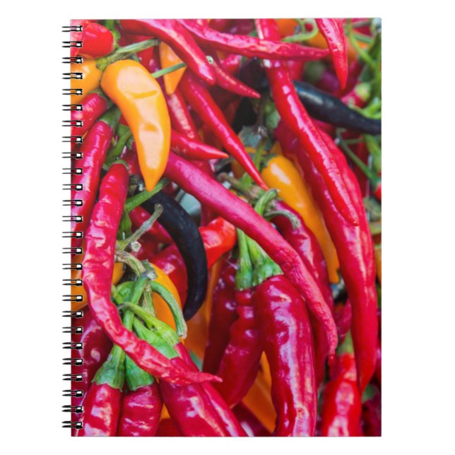 Hot Chili Peppers At Farmers Market In Madison Notebook (Front)