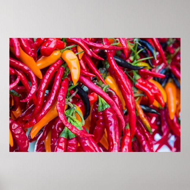 Hot Chili Peppers At Farmers Market In Madison Poster (Front)