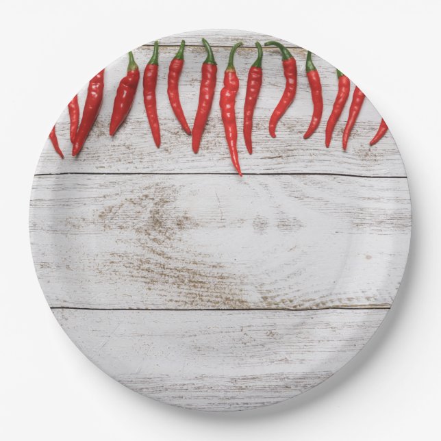 Hot Chili Peppers Border Paper Plate (Front)