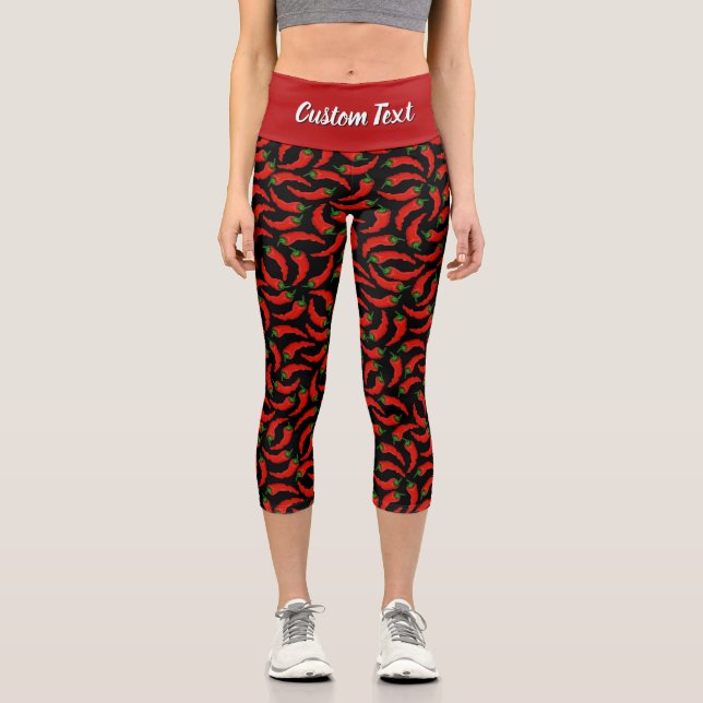 Hot Chili Peppers Pattern Capri Leggings (Front)