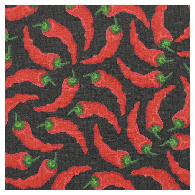 Hot Chili Peppers Pattern Fabric (Close Up)