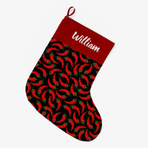 Hot Chili Peppers Pattern Large Christmas Stocking