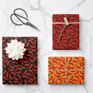 Hot Chili Peppers Pattern Wrapping Paper Sheet