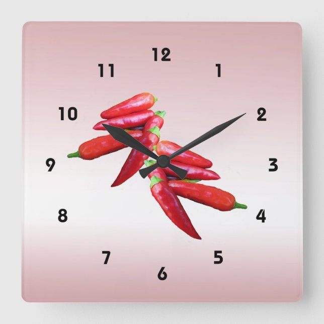Hot Chili Peppers Square Wall Clock (Front)