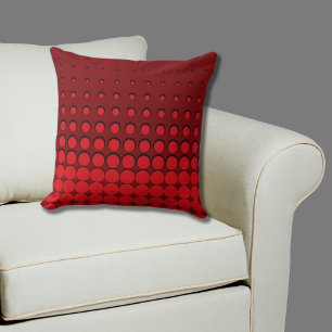 Hot Chili Red & Black Halftone Dots Throw Pillow