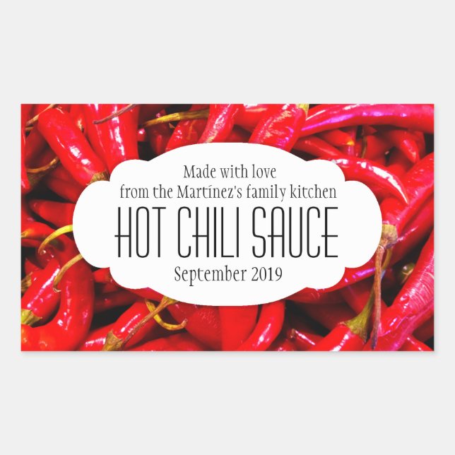 Hot chili sauce or chili food label sticker (Front)