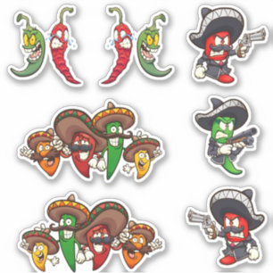 Hot Chilis - Sticker de poivrons mexicains