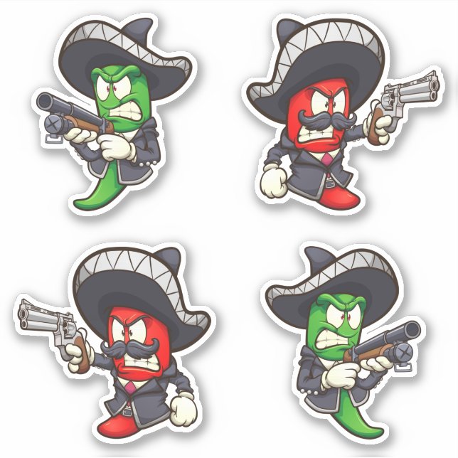Hot Chilis - Stickers Poivres verts et rouges (Devant)