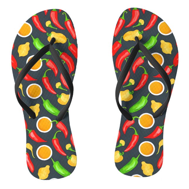 Hot Chilli Peppers Pattern Flip Flops (Footbed)
