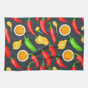 Hot Chilli Peppers Pattern Kitchen Towel