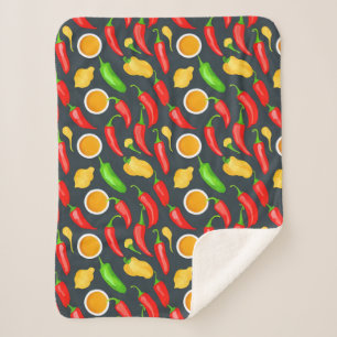 Hot Chilli Peppers Pattern Sherpa Blanket