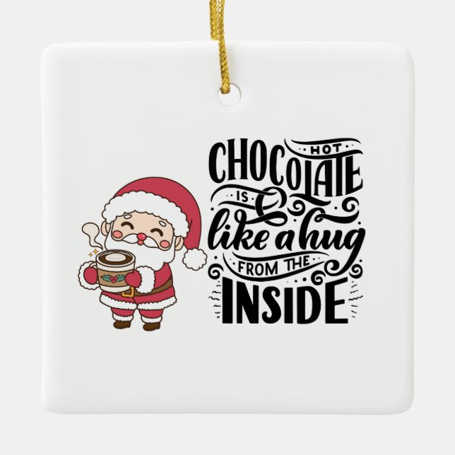 hot choc hug ceramic ornament (Front)