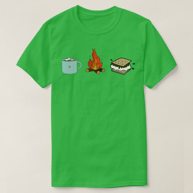 Hot Choco Campfire and Smores T-Shirt (Design Front)