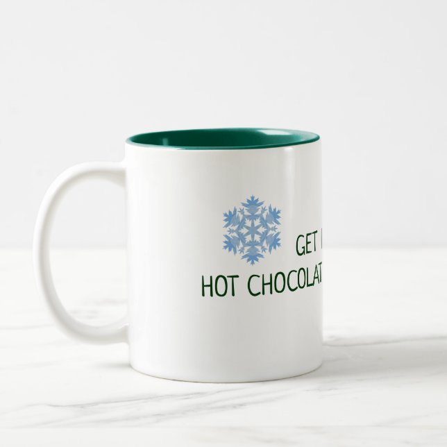 Hot Chocolate and Cozy Sweaters Winter Two-Tone Coffee Mug (Left)