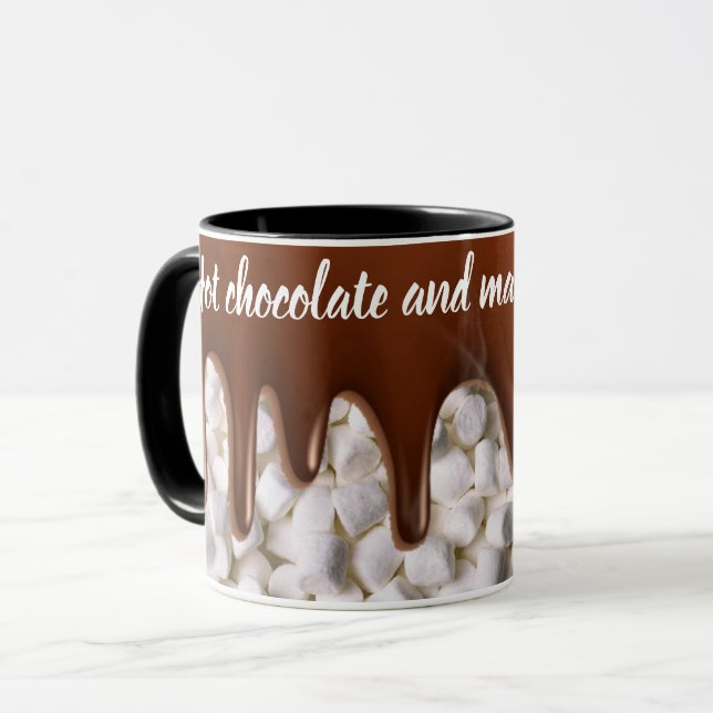 Hot chocolate and marshamallows mug (Front Left)