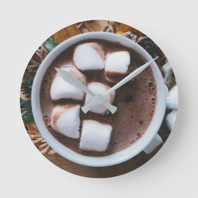 Hot chocolate and marshmallows cocoa round clock (Front)