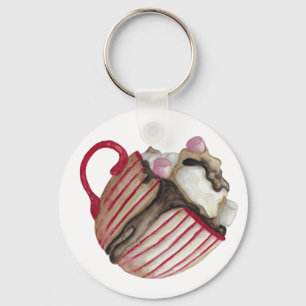 Hot chocolate and marshmallows cocoa sundae  keychain