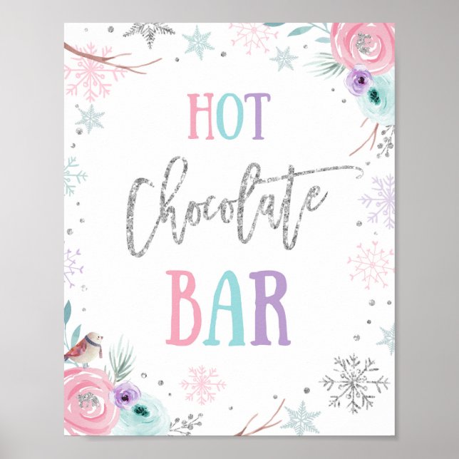 Hot Chocolate Bar Cocoa Winter Onederland Birthday Poster (Front)