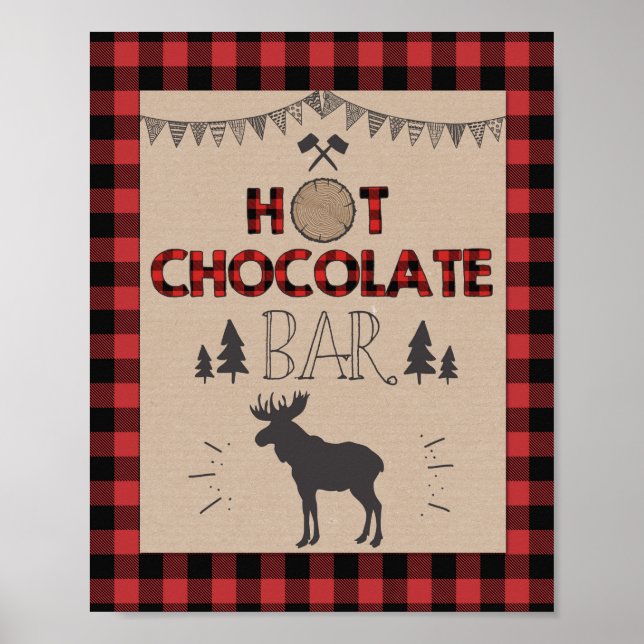 Hot chocolate Bar Sign Lumberjack Cocoa table sign (Front)