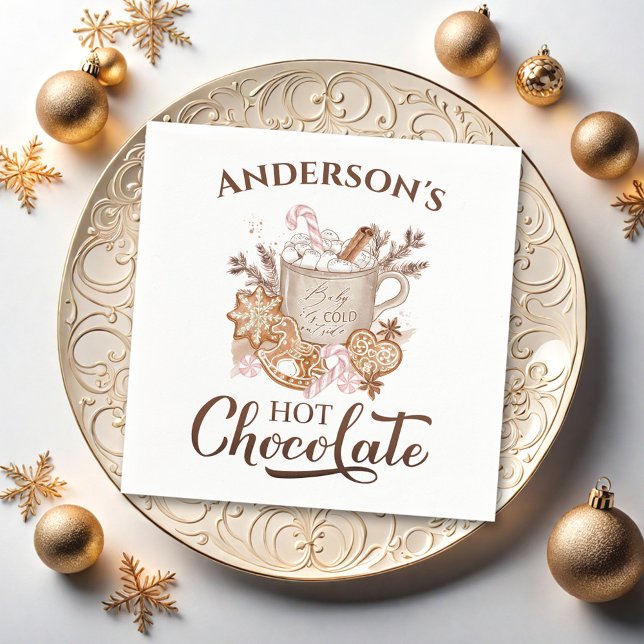 Hot Chocolate Beige Christmas Name Paper Napkins (Hot Chocolate Beige Christmas Name Paper Napkins)