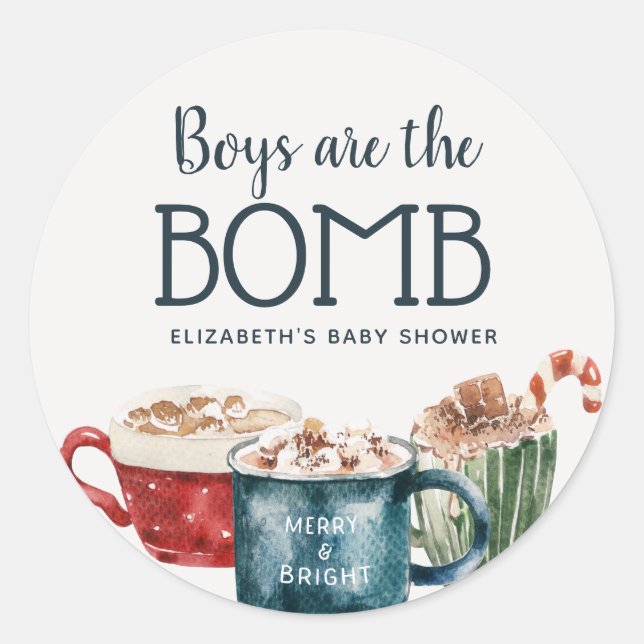 Hot Chocolate Bomb Boy Baby Shower  Classic Round Sticker (Front)